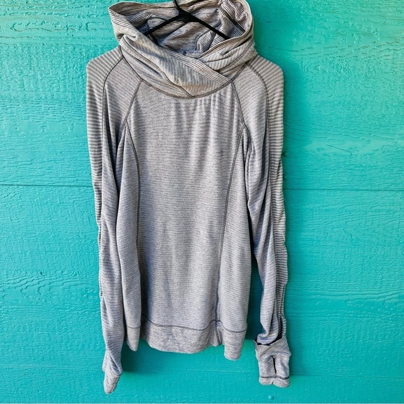 Lululemon Think Fast Hoodie Mini Check Pique White Heathered Slate SIZE 6 - Picture 1 of 8